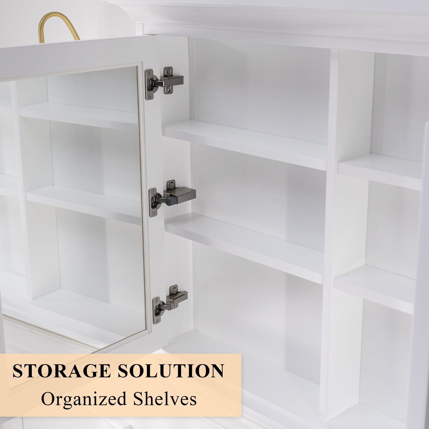 Forclover 48-in x 30-in Surface Mount White Mirrored Soft Close Medicine Cabinet