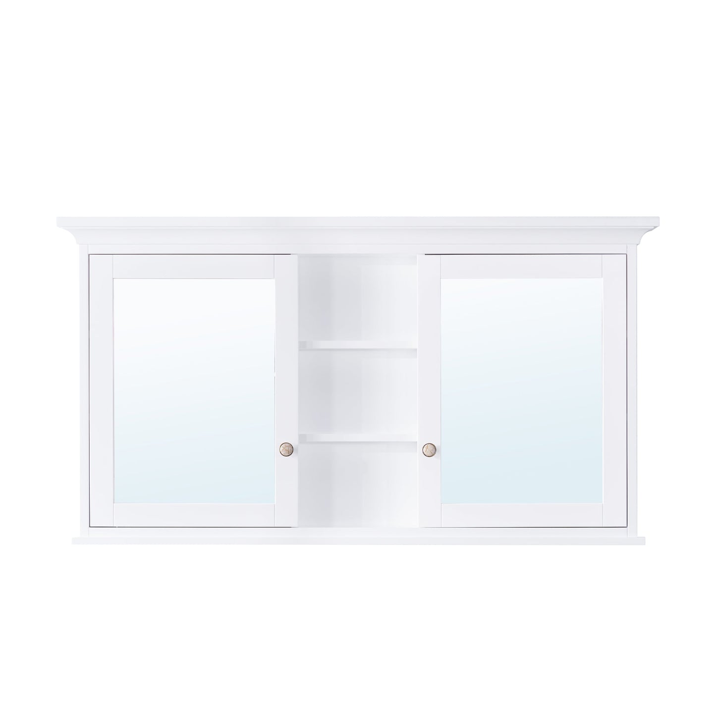 Forclover 55-in x 30-in Surface Mount White Mirrored Soft Close Medicine Cabinet