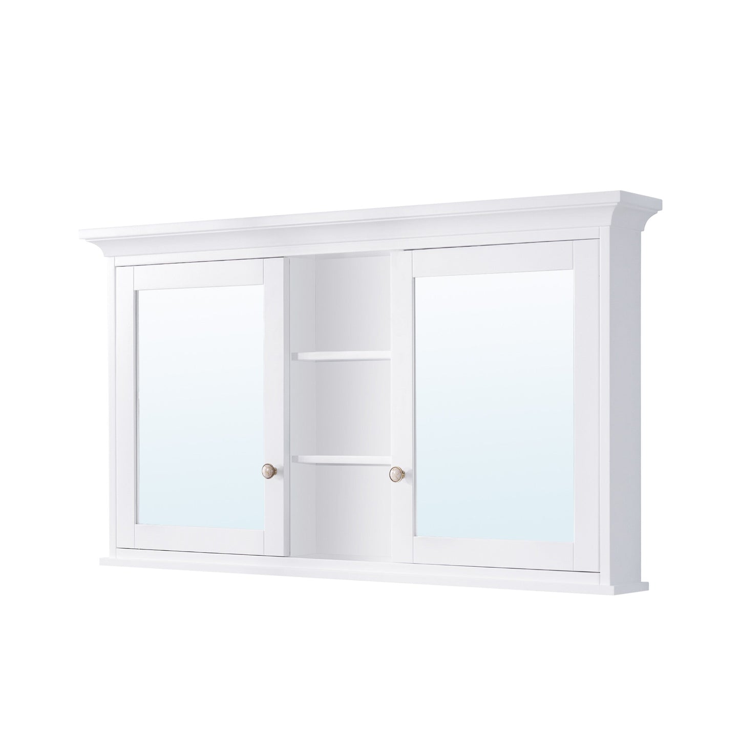 Forclover 55-in x 30-in Surface Mount White Mirrored Soft Close Medicine Cabinet