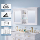 Forclover Solid Wood 55-in x 30-in Lighted Surface Mount White Mirrored Soft Close Medicine Cabinet
