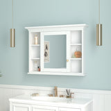 Forclover 40-in x 30-in Surface Mount White Mirrored Soft Close Medicine Cabinet