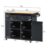 ModernLuxe Black Wood Base with Wood Top Rolling Kitchen Island (29.33-in x 39.8-in x 33.7-in)