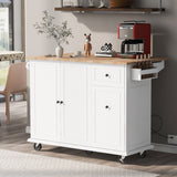 ModernLuxe White Wood Base with Wood Top Rolling Kitchen Island (28.74-in x 53.94-in x 36.81-in)