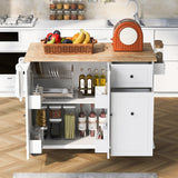 ModernLuxe White Wood Base with Wood Top Rolling Kitchen Island (28.74-in x 53.94-in x 36.81-in)
