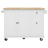 ModernLuxe White Wood Base with Wood Top Rolling Kitchen Island (28.74-in x 53.94-in x 36.81-in)