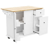 ModernLuxe White Wood Base with Wood Top Rolling Kitchen Island (28.74-in x 53.94-in x 36.81-in)