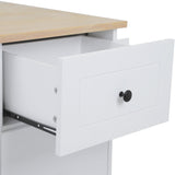 ModernLuxe White Wood Base with Wood Top Rolling Kitchen Island (28.74-in x 53.94-in x 36.81-in)