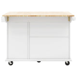 ModernLuxe White Wood Base with Wood Top Rolling Kitchen Island (28.74-in x 53.94-in x 36.81-in)