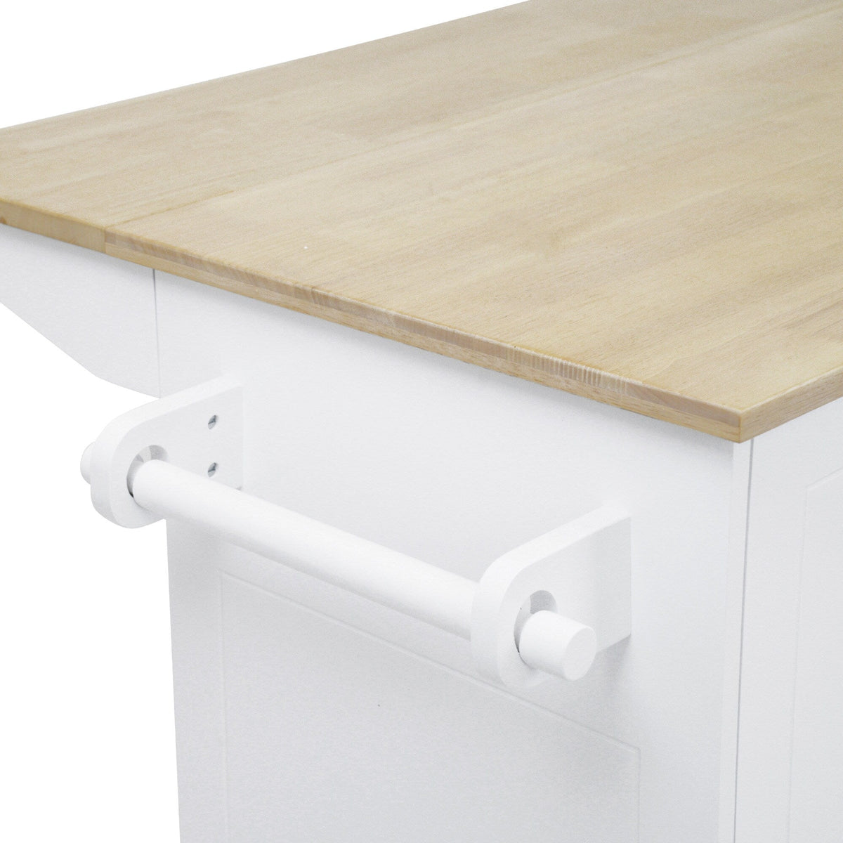 ModernLuxe White Wood Base with Wood Top Rolling Kitchen Island (28.74-in x 53.94-in x 36.81-in)