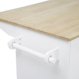ModernLuxe White Wood Base with Wood Top Rolling Kitchen Island (28.74-in x 53.94-in x 36.81-in)