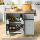 ModernLuxe Gray Wood Base with Wood Top Rolling Kitchen Island (28.74-in x 53.94-in x 36.81-in)