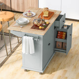 ModernLuxe Gray Wood Base with Wood Top Rolling Kitchen Island (28.74-in x 53.94-in x 36.81-in)