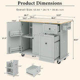 ModernLuxe Gray Wood Base with Wood Top Rolling Kitchen Island (28.74-in x 53.94-in x 36.81-in)