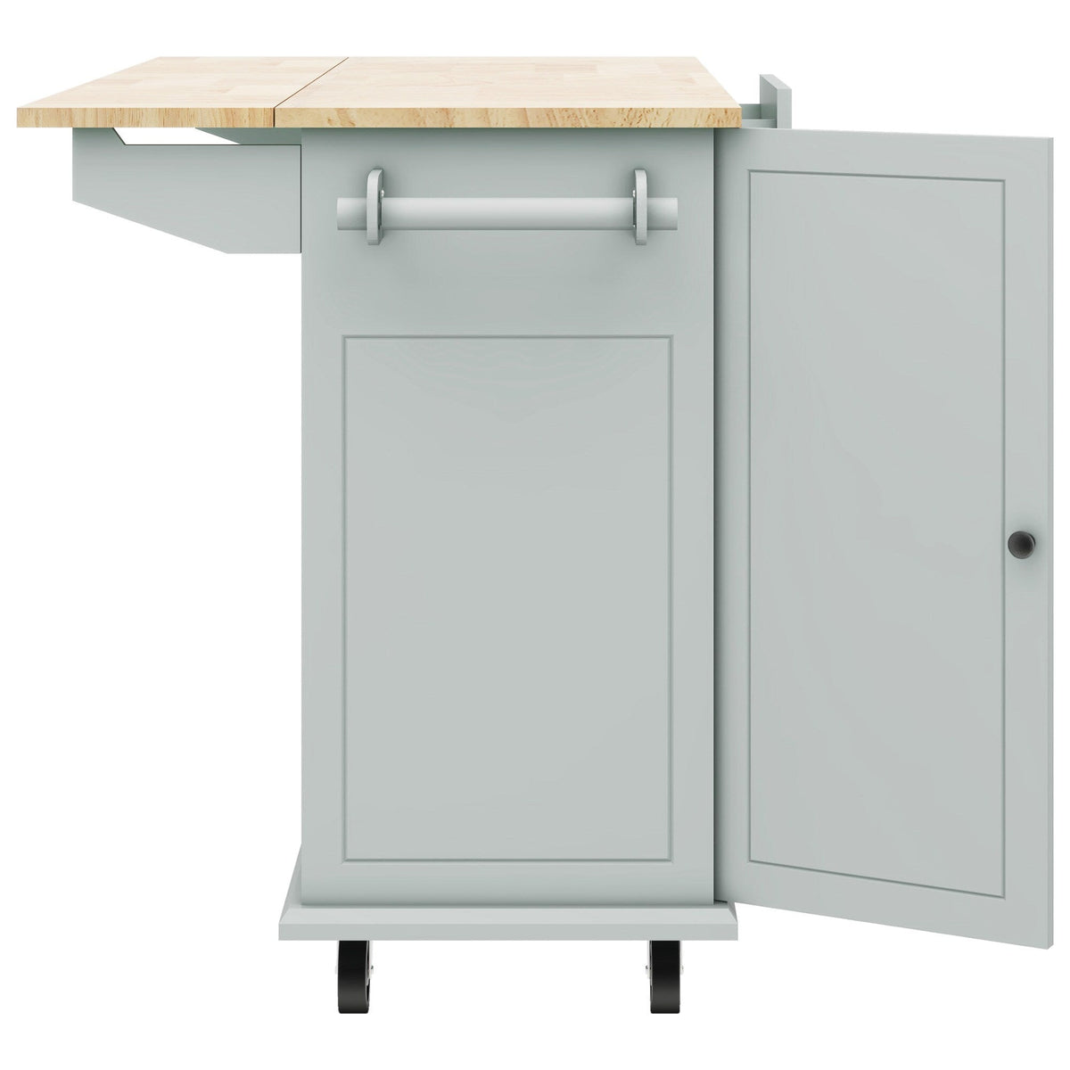 ModernLuxe Gray Wood Base with Wood Top Rolling Kitchen Island (28.74-in x 53.94-in x 36.81-in)