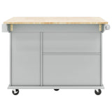 ModernLuxe Gray Wood Base with Wood Top Rolling Kitchen Island (28.74-in x 53.94-in x 36.81-in)