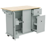 ModernLuxe Gray Wood Base with Wood Top Rolling Kitchen Island (28.74-in x 53.94-in x 36.81-in)