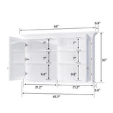 Forclover 48-in x 30-in Surface Mount White Mirrored Soft Close Medicine Cabinet