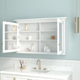 Forclover 48-in x 30-in Surface Mount White Mirrored Soft Close Medicine Cabinet