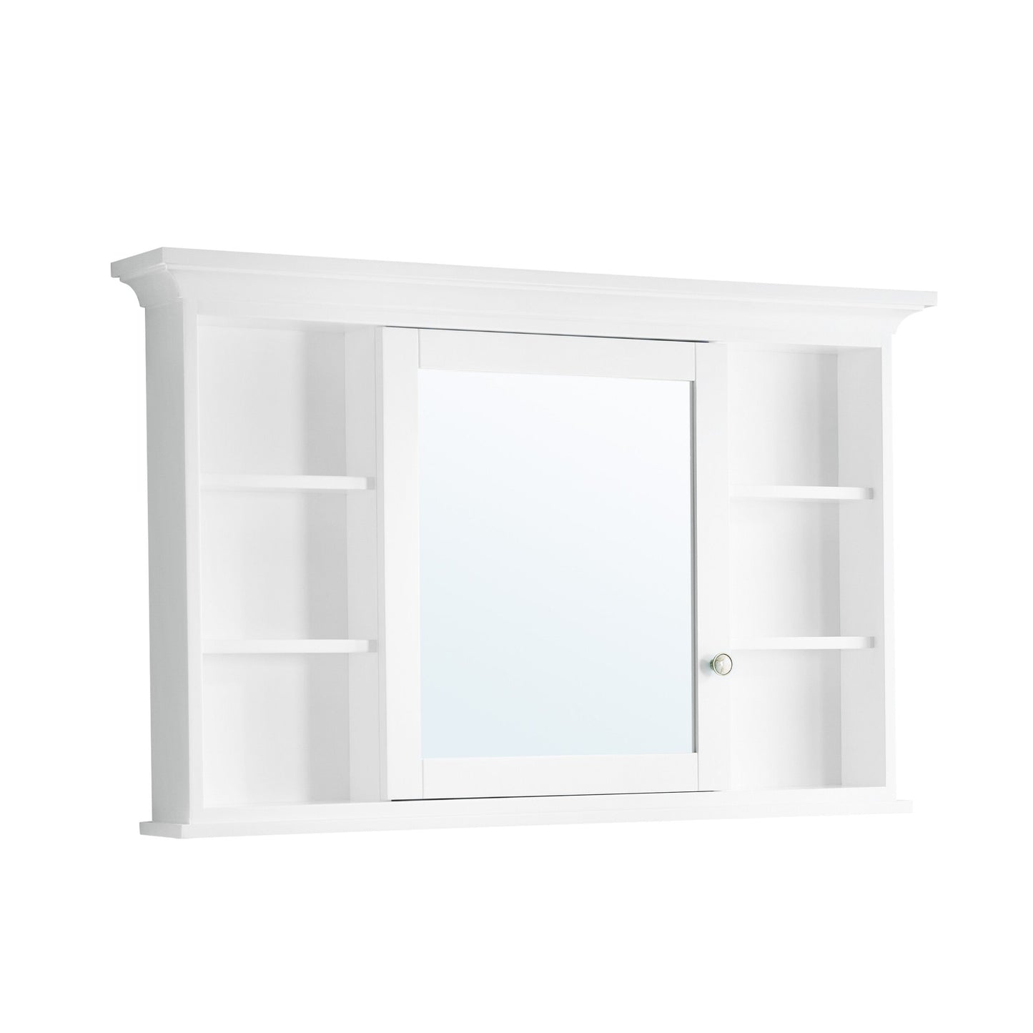 Forclover 48-in x 30-in Surface Mount White Mirrored Soft Close Medicine Cabinet