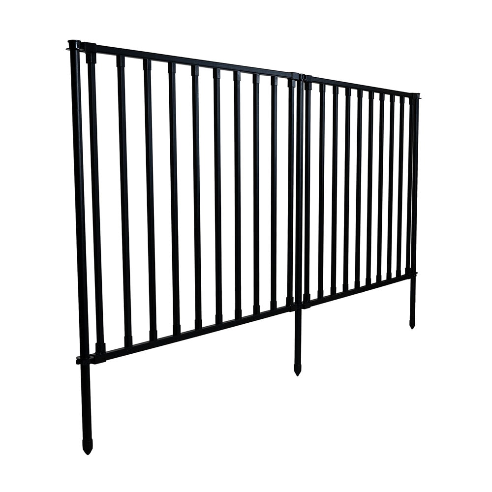 Zippity Outdoor Products 3-ft H x 3-1/2-ft W Black Vinyl-coated Steel Flat-top No Dig Garden Fence Panel
