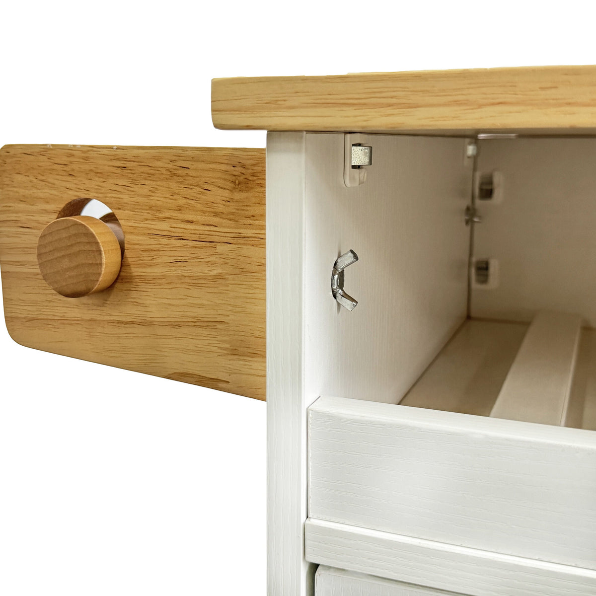 Damerin White Mdf Base with Mdf Wood Top Rolling Kitchen Cart (15.75-in x 44-in x 36.25-in)