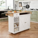 Damerin White Mdf Base with Mdf Wood Top Rolling Kitchen Cart (15.75-in x 44-in x 36.25-in)