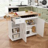Damerin White Mdf Base with Mdf Wood Top Rolling Kitchen Cart (15.75-in x 44-in x 36.25-in)