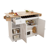 Damerin White Mdf Base with Mdf Wood Top Rolling Kitchen Cart (15.75-in x 44-in x 36.25-in)