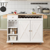 Damerin White Mdf Base with Mdf Wood Top Rolling Kitchen Cart (15.75-in x 44-in x 36.25-in)