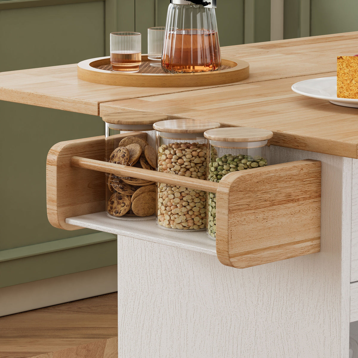 Damerin White Mdf Base with Mdf Wood Top Rolling Kitchen Cart (15.75-in x 44-in x 36.25-in)