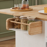 Damerin White Mdf Base with Mdf Wood Top Rolling Kitchen Cart (15.75-in x 44-in x 36.25-in)