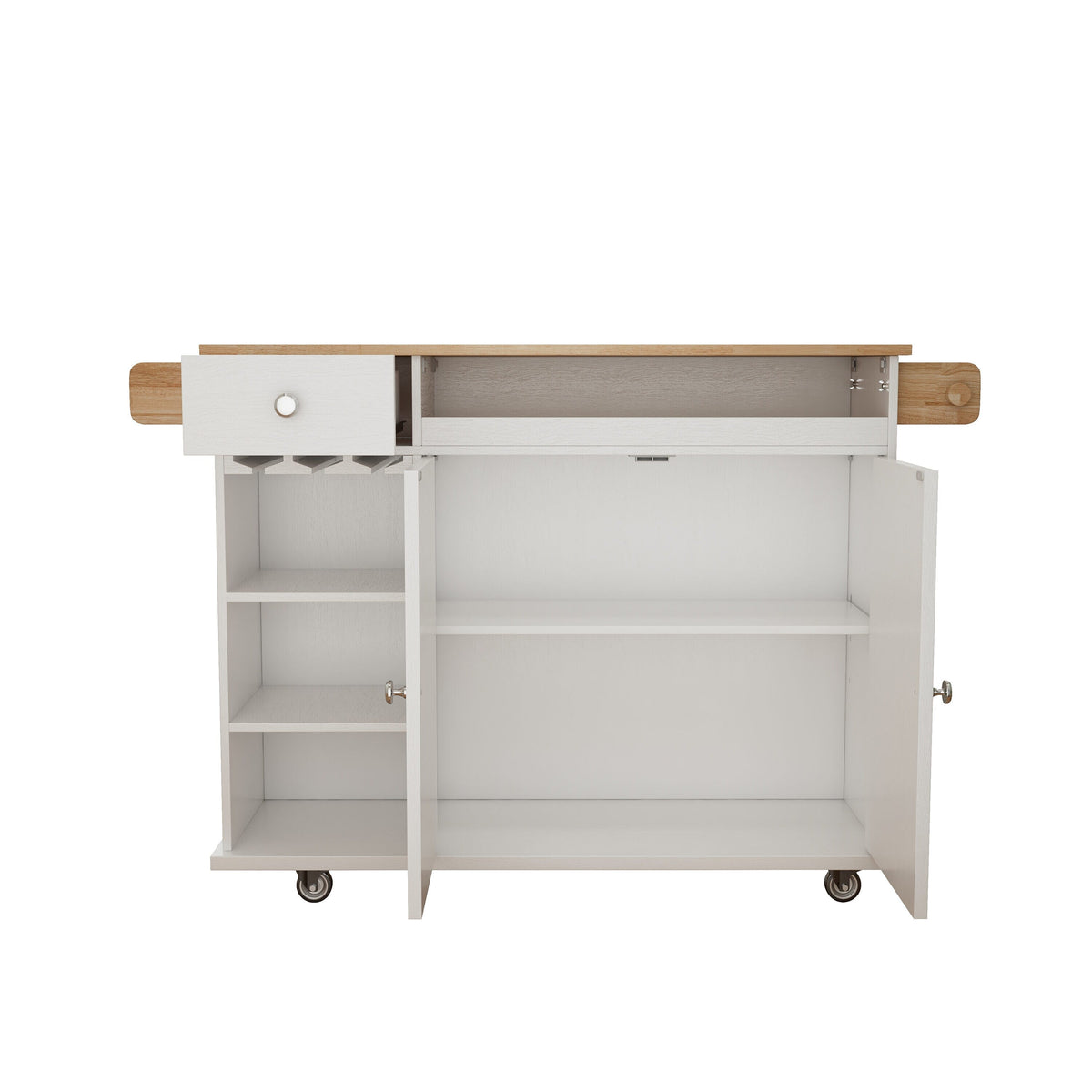 Damerin White Mdf Base with Mdf Wood Top Rolling Kitchen Cart (15.75-in x 44-in x 36.25-in)