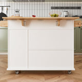 Damerin White Mdf Base with Mdf Wood Top Rolling Kitchen Cart (15.75-in x 44-in x 36.25-in)