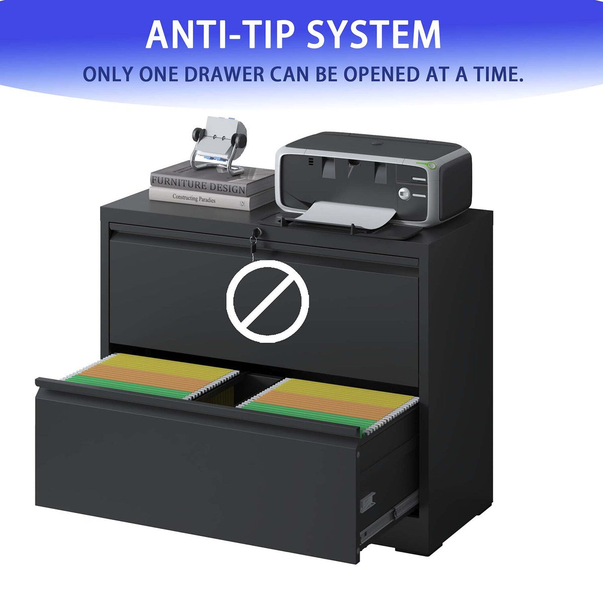 Sumyeg File cabinet Black 2-Drawer 35.43-in File Cabinet
