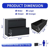 Sumyeg File cabinet Black 2-Drawer 35.43-in File Cabinet
