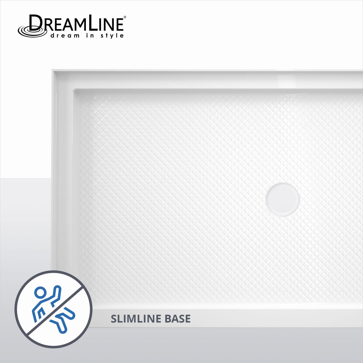 DreamLine SlimLine 42 in x 36 in Single-Threshold Shower Pan Base, Black, Center Drain