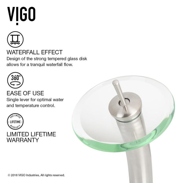 VIGO Glass Vessel Bathroom Sink in Clear Crystalline Glass with Waterfall Faucet Set in Brushed Nickel