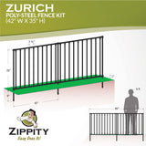 Zippity Outdoor Products 3-ft H x 3-1/2-ft W Black Vinyl-coated Steel Flat-top No Dig Garden Fence Panel