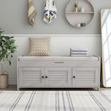 Qualler Modern Gray Wash Storage Bench with Storage 43.5-in x 16-in x 18-in