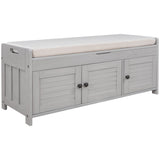 Qualler Modern Gray Wash Storage Bench with Storage 43.5-in x 16-in x 18-in