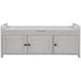 Qualler Modern Gray Wash Storage Bench with Storage 43.5-in x 16-in x 18-in