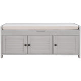 Qualler Modern Gray Wash Storage Bench with Storage 43.5-in x 16-in x 18-in