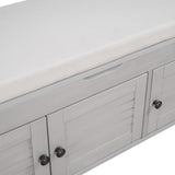 Qualler Modern Gray Wash Storage Bench with Storage 43.5-in x 16-in x 18-in