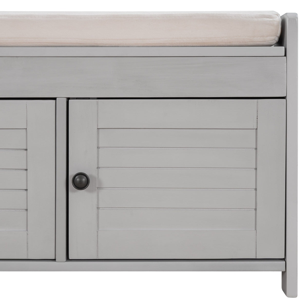 Qualler Modern Gray Wash Storage Bench with Storage 43.5-in x 16-in x 18-in