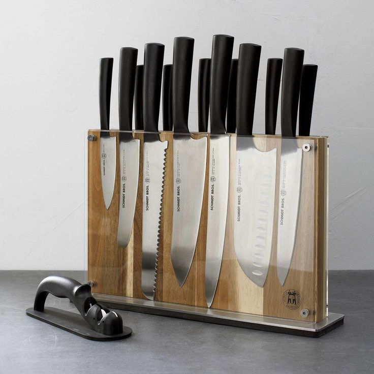 15-Piece Stainless Steel Carbon 6-Cutlery Set with Acacia Downtown Knife Block