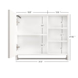 Forclover 32-in x 28-in Lighted LED Fog Free Surface Mount White Mirrored Medicine Cabinet