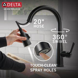 Delta Essa Touch2O Matte Black 1-Handle Deck-Mount Pull-Down Touch Kitchen Faucet (Deck Plate Included)