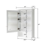 WELLFOR 24-in x 34-in Surface Mount White Mirrored Soft Close Medicine Cabinet