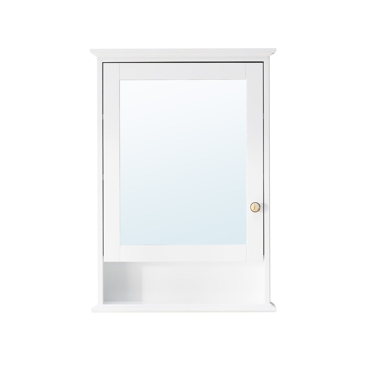 WELLFOR 24-in x 34-in Surface Mount White Mirrored Soft Close Medicine Cabinet