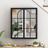 WELLFOR 24-in x 28-in Surface Mount Black Mirrored Soft Close Medicine Cabinet